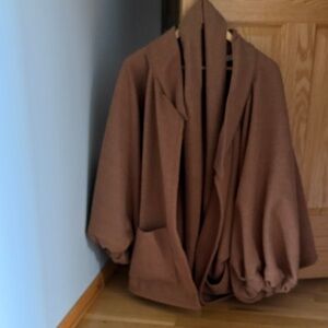 Women's Brown Draped Open-Front Coat